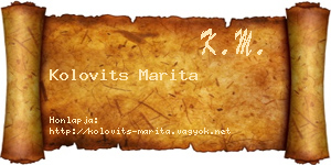 Kolovits Marita névjegykártya